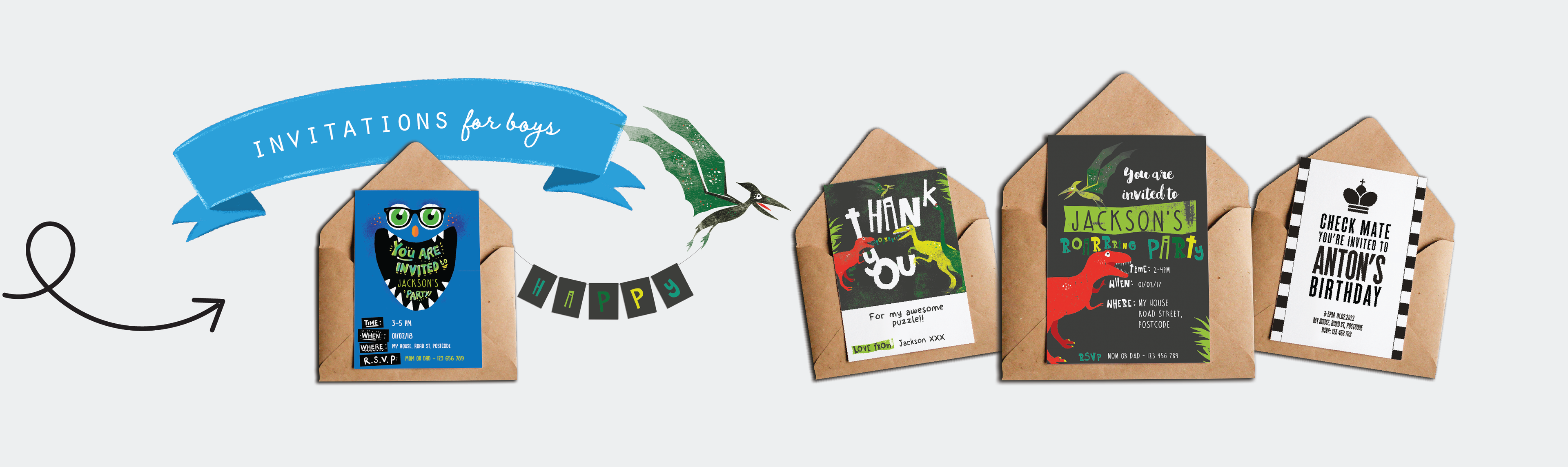 Printable party invitations for boys