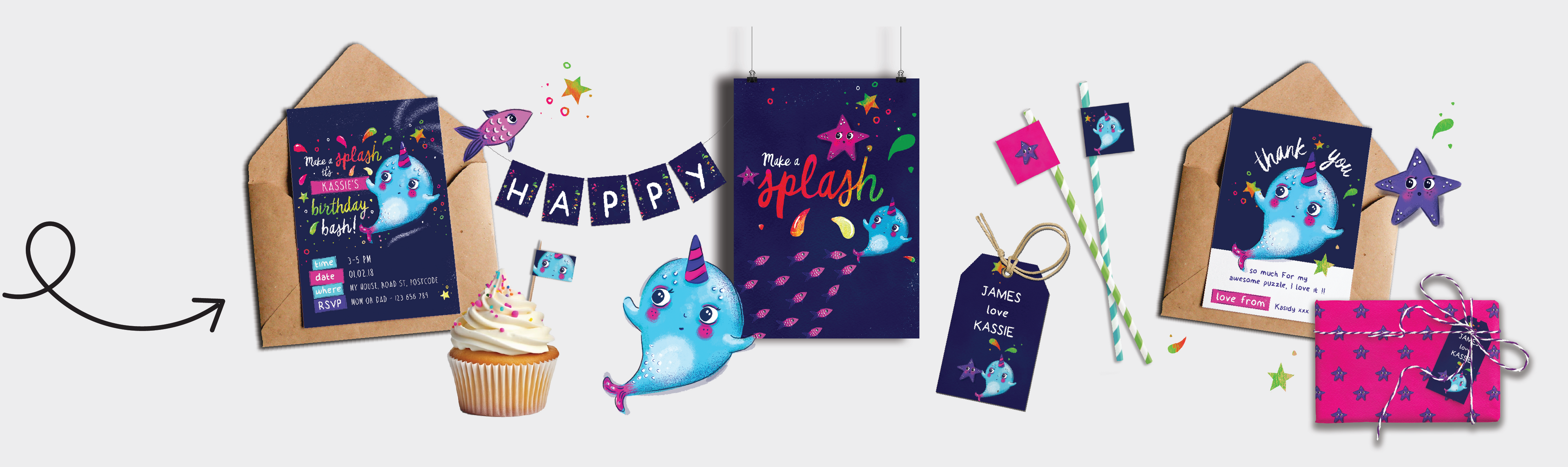 Printable Narwhal Party Theme