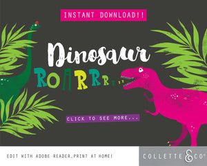 Pink Dinosaur Party Pack Printables