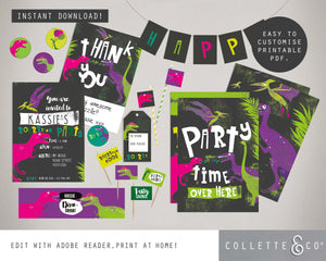 Pink Dinosaur Party Pack Printables