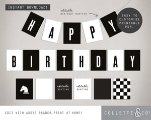 Chess Party Printable Bunting