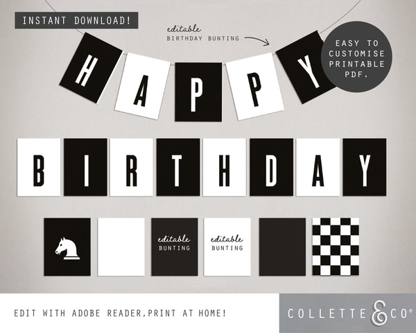 Chess Party Printable Bunting