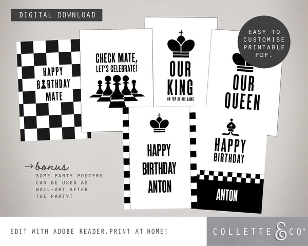 Chess Party Printable Posters