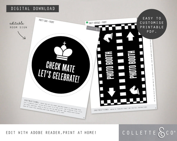 Chess Party Printable Room Sign