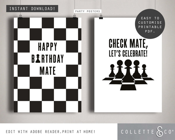 Chess Party Printable Posters