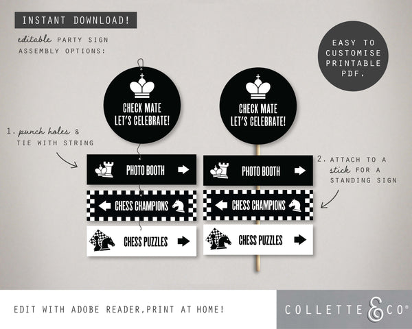 Chess Party Printable Room Sign