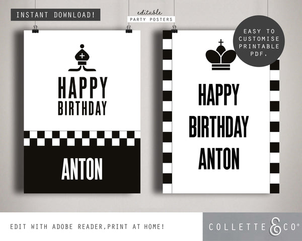 Chess Party Printable Posters