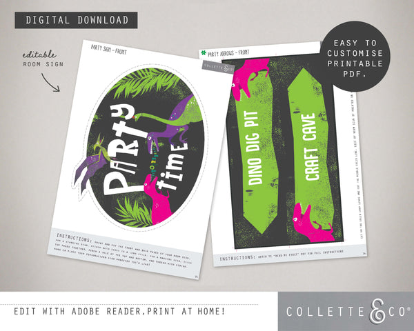 Pink Dinosaur Party Pack Printables