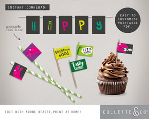 Pink Dinosaur Party Printable Food Decor