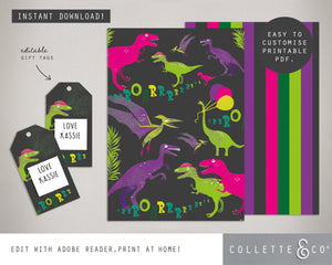 Pink Dinosaur Party Pack Printables
