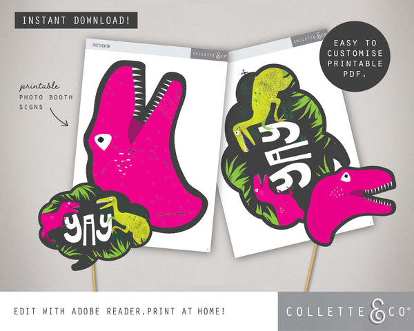 Pink Dinosaur Party Pack Printables