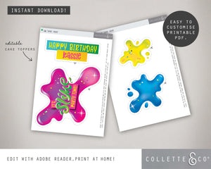 Slime Party Printable Cake Topper