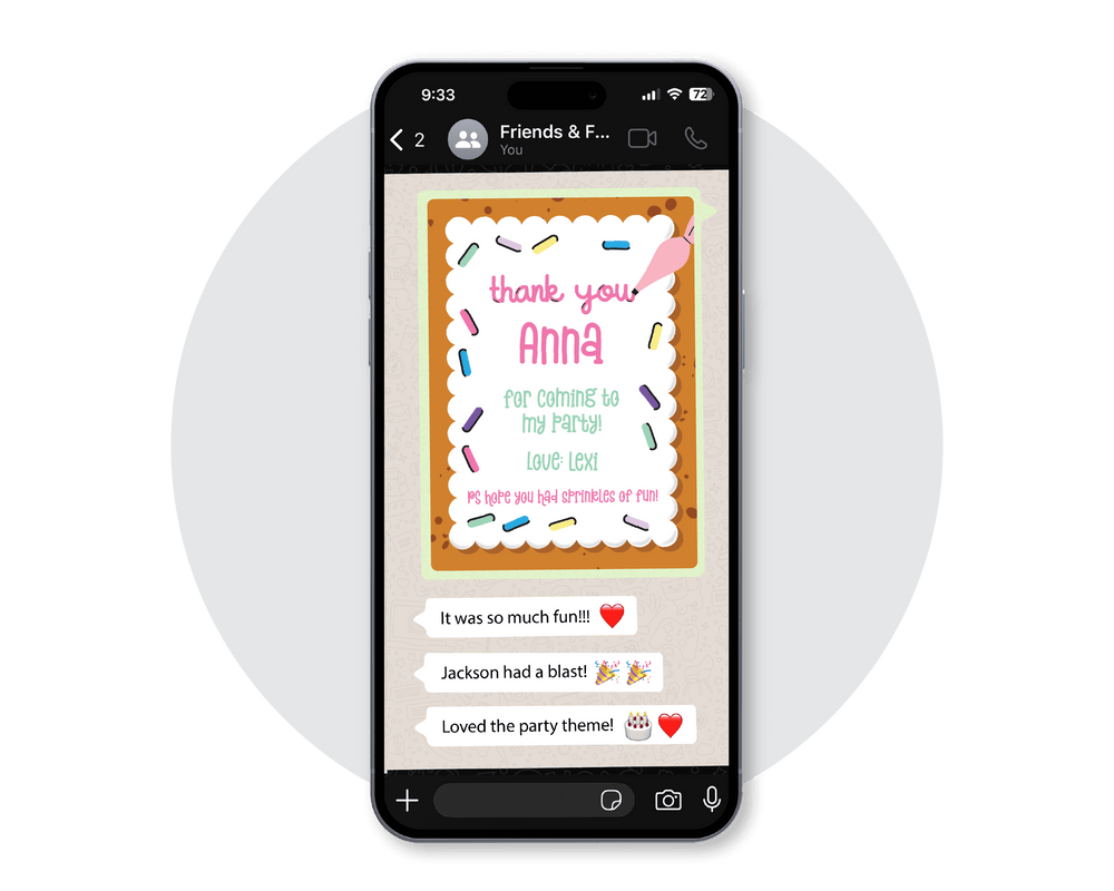 Baking Digital Party Thank You Card