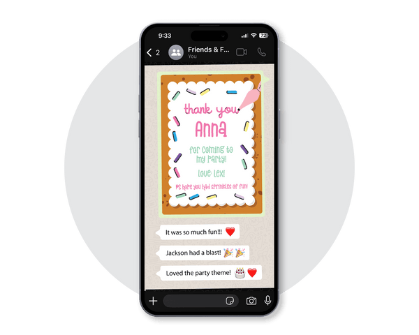 Baking Digital Party Thank You Card