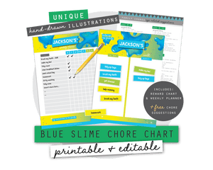 Blue Slime Kids Chore Chart Planner