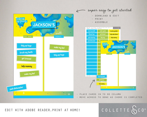 Blue Slime Kids Chore Chart Planner 05