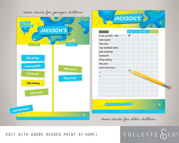 Blue Slime Kids Chore Chart Planner 06