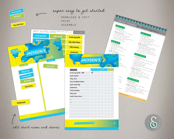 Blue Slime Kids Chore Chart Planner 07