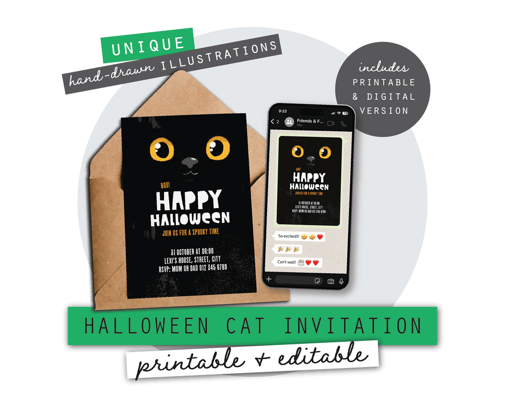Halloween Printable Cat Invitation
