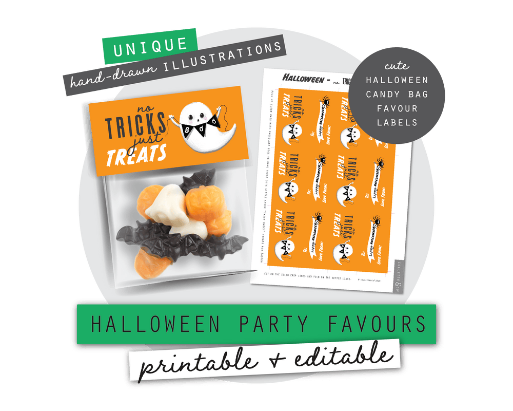 Halloween Printable Favour Candy Bag Toppers & Labels