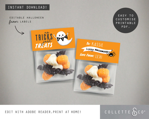 Halloween Printable Favour Candy Bag Toppers & Labels