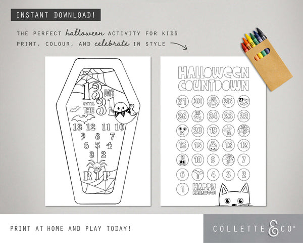 Halloween Printable Colouring Calendars