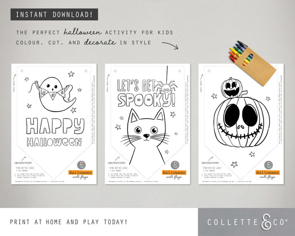 Halloween Printable Colouring Wall Flags