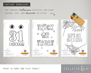 Halloween Printable Colouring Wall Flags
