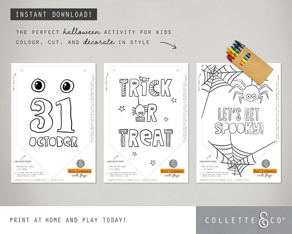 Halloween Printable Colouring Wall Flags