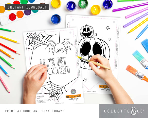 Halloween Printable Colouring Wall Flags