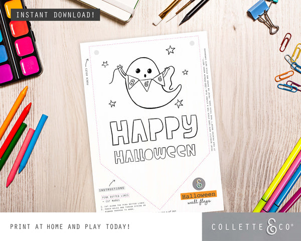 Halloween Printable Colouring Wall Flags