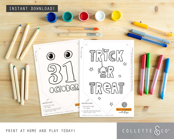 Halloween Printable Colouring Wall Flags