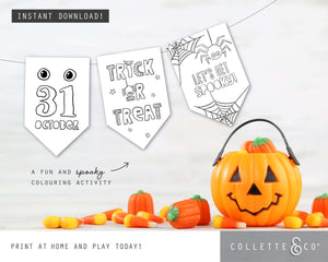 Halloween Printable Colouring Wall Flags