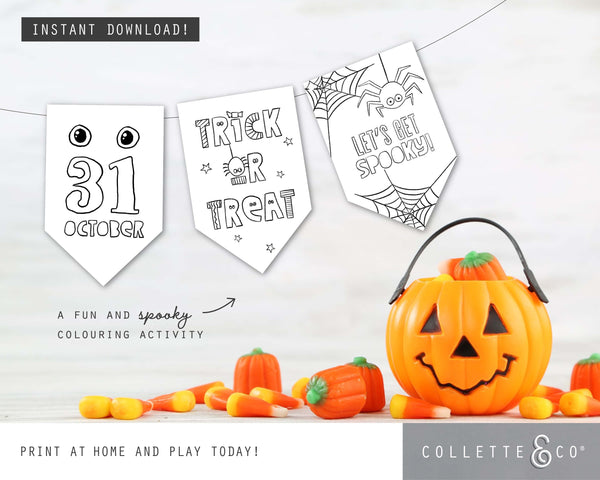 Halloween Printable Colouring Wall Flags