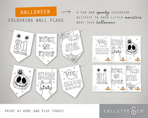 Halloween Printable Colouring Wall Flags