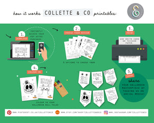 Halloween Printable Colouring Wall Flags