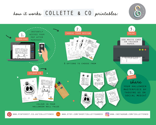 Halloween Printable Colouring Wall Flags