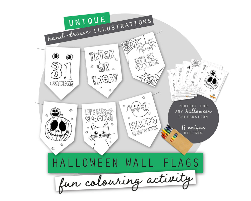 Halloween Printable Colouring Wall Flags