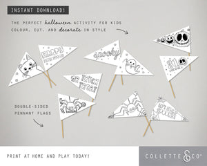 Halloween Printable Colouring Pennant Flags