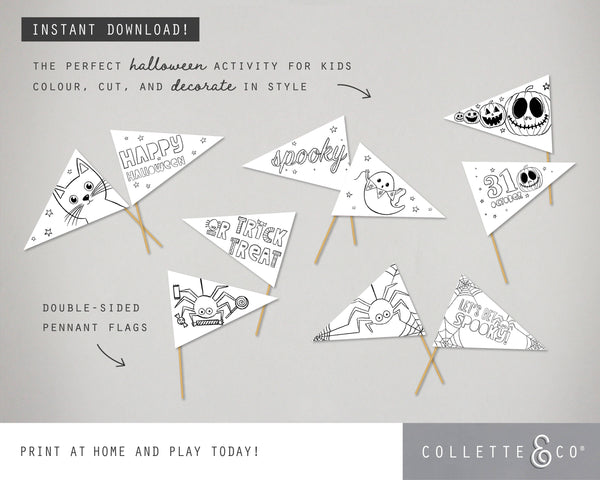 Halloween Printable Colouring Pennant Flags