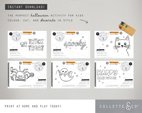 Halloween Printable Colouring Pennant Flags