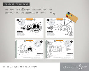 Halloween Printable Colouring Pennant Flags