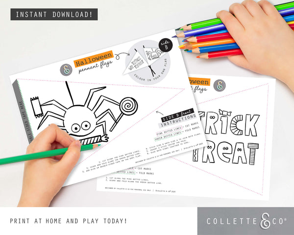 Halloween Printable Colouring Pennant Flags