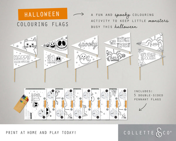 Halloween Printable Colouring Pennant Flags