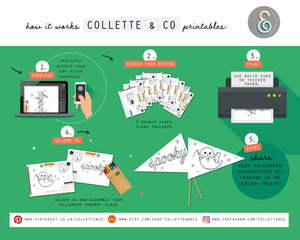 Halloween Printable Colouring Pennant Flags