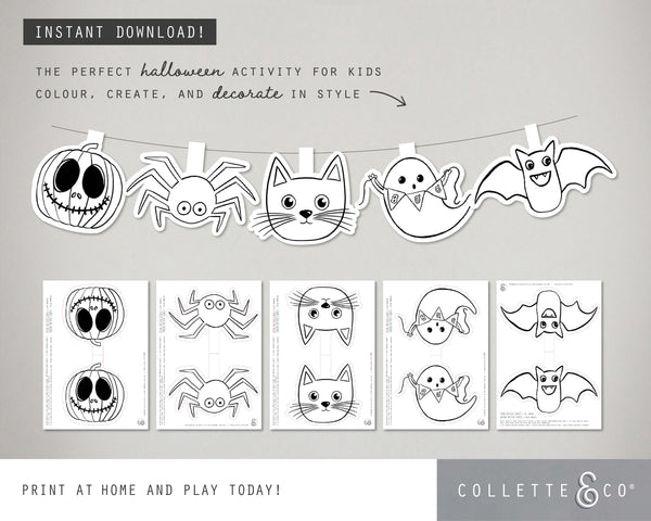 Halloween Printable Colouring Garland