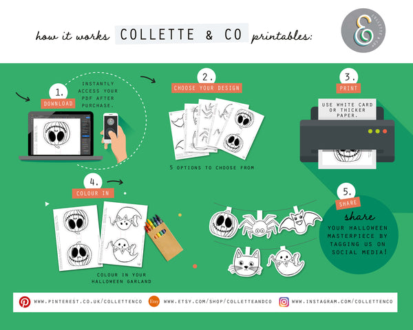 Halloween Printable Colouring Garland