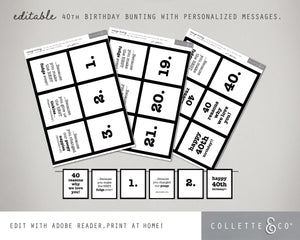Printable 40th Birthday Bunting 04