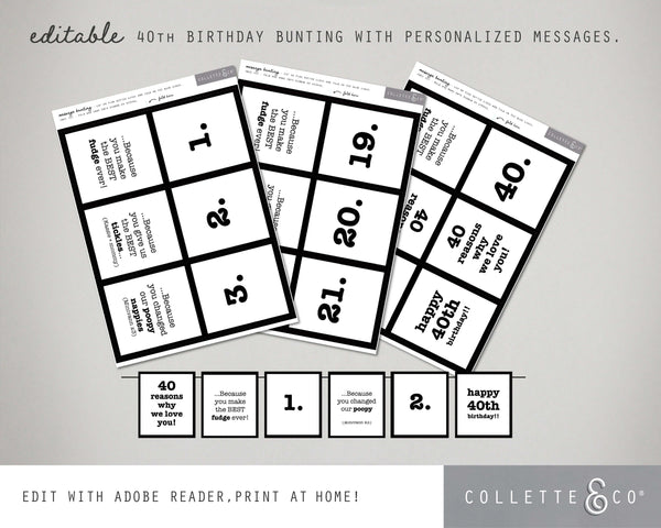 Printable 40th Birthday Bunting 04