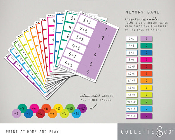 Division Printable Memory Game